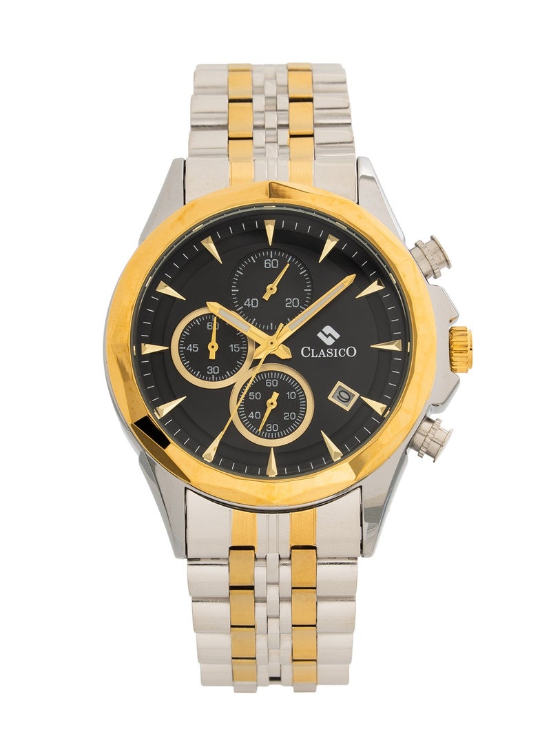 Clasico Luxe Men’s Chronograph Wrist Watch | Two-Tone Gold & Silver Stainless Steel Bracelet | Luxury Analog Watch for Men - Image 1
